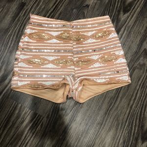 Sequin zip up shorts